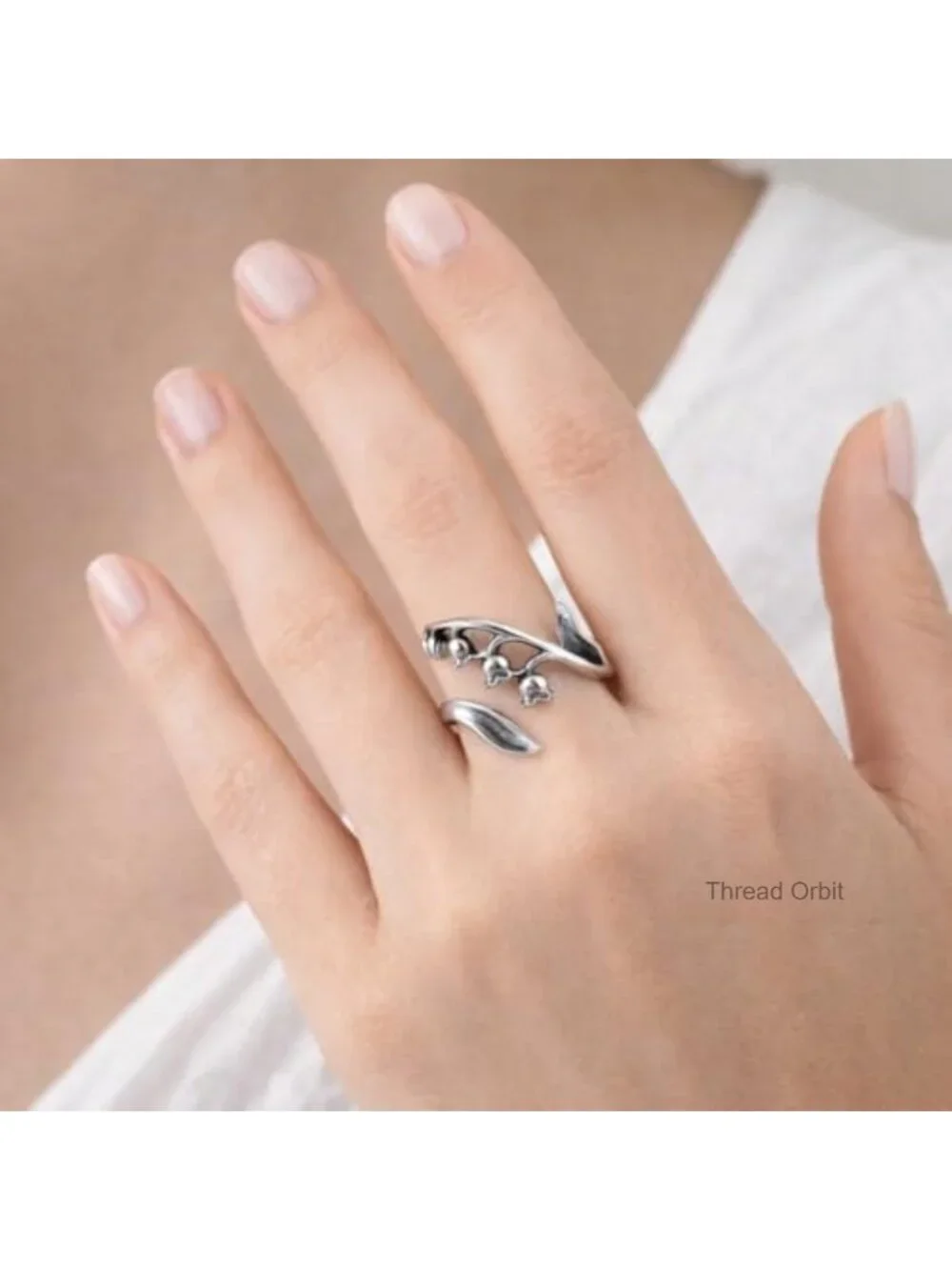 Vintage Silver Floral Adjustable Open Statement Ring